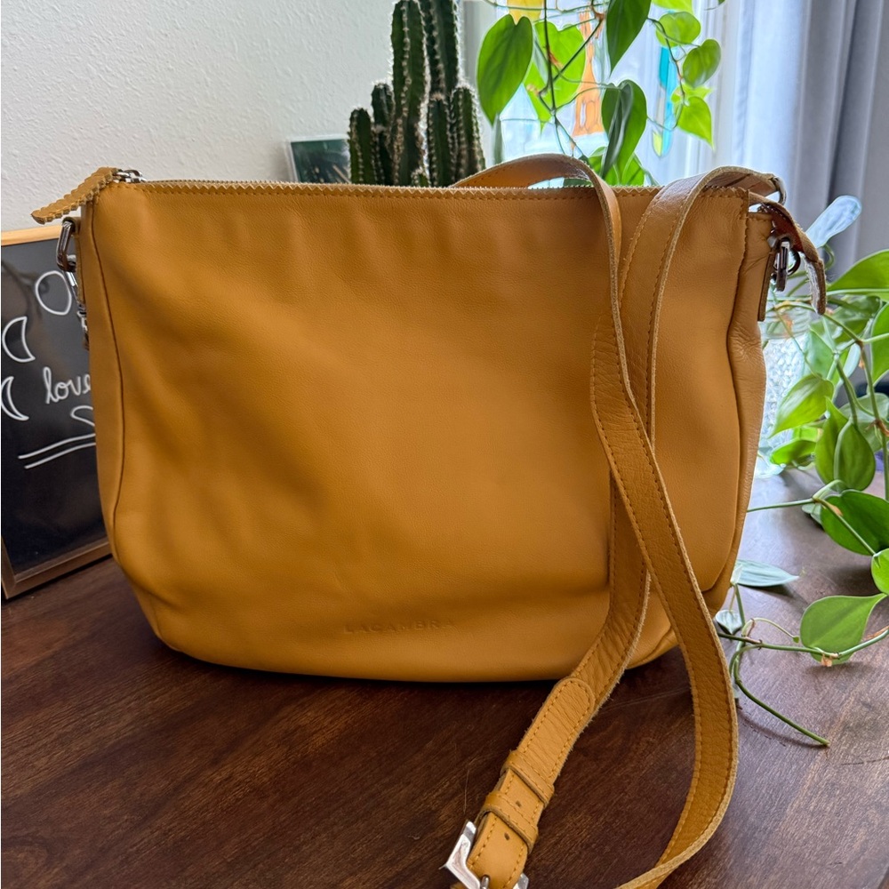 LACAMBRA Mustard Leather Crossbody Bag